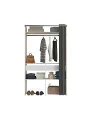Cupboard layout with curtain - oak and white - 1 wardrobe + 2 drawers