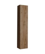 Set mobili da bagno - Lavabo + 2 cassetti + 3 nicchie + Colonna - Colore rovere chiaro e laccato bianco