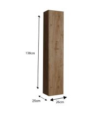 Conjunto mueble de baño - Lavabo + 2 cajones + 3 nichos + Columna - Color roble claro y lacado blanco