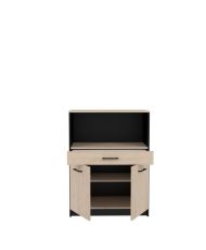 Buffet Cuisine - 80 x 42,8 x 107 cm - 1 Tiroir et 2 Portes - chêne et noir
