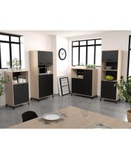  Half column 60 cm - 1 door and 1 drawer - 60 x 43 x 118 cm - oak and black