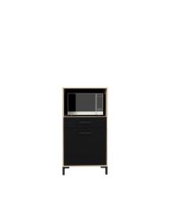 Demi colonne 60 cm - 1 porte et 1 tiroir - 60 x 43 x 118 cm - chêne et noir 