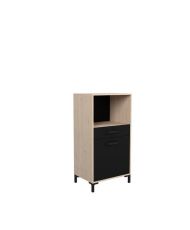  Half column 60 cm - 1 door and 1 drawer - 60 x 43 x 118 cm - oak and black