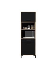Küchen-Sideboard 60 cm – 2 Türen – 60 x 43 x 185 cm – Eiche und Schwarz