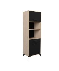 Küchen-Sideboard 60 cm – 2 Türen – 60 x 43 x 185 cm – Eiche und Schwarz