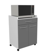  60 cm trolley - 1 drawer and 1 door - 60 x 44 x 81 cm - Glossy gray color