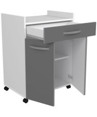  60 cm trolley - 1 drawer and 1 door - 60 x 44 x 81 cm - Glossy gray color