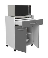 60 cm trolley - 1 drawer and 1 door - 60 x 44 x 81 cm - Glossy gray color