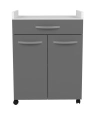  60 cm trolley - 1 drawer and 1 door - 60 x 44 x 81 cm - Glossy gray color