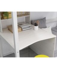 Letto a soppalco combinato - Legno massello - Bianco - Rete inclusa - 90x 200 cm