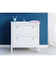 Mobile da bagno con lavabo - Melaminico - Bianco opaco - 2 Cassetti - 81 x 82 x 46 cm