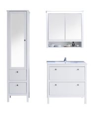  Bagno completo: Colonna con specchio + Mobile lavabo + Lavabo + Colonna con specchio - Melaminico bianco
