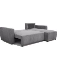 Canapé d'angle convertible réversible 3-4 places - velours côtelé Anthracite - Coffre de rangement - 224 x 155 x 85 cm