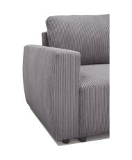 Canapé d'angle convertible réversible 3-4 places - velours côtelé Anthracite - Coffre de rangement - 224 x 155 x 85 cm