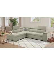DAYTONA 3- bis 4-Sitzer umkehrbares Ecksofa – Beigefarbener Stoff – Aufbewahrungsbox – 260 x 218 x 77 cm