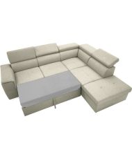 DAYTONA 3- bis 4-Sitzer umkehrbares Ecksofa – Beigefarbener Stoff – Aufbewahrungsbox – 260 x 218 x 77 cm