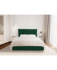 LONY-Bett für Erwachsene – Schlaffläche 140 x 190 cm – grüner, matter Samtstoff – Holzstruktur – ohne Boxspringbett – 152 x 112 