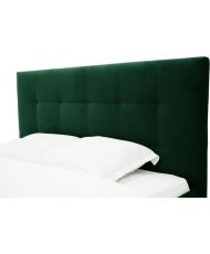 Lit adulte LONY - Couchage 140 x 190 cm - Tissu velours mat Vert - Structure bois - Sans sommier - 152 x 112 x 199 cm