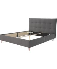 Lit adulte LONY - Couchage 160 x 200 cm - Tissu velours mat Anthracite - Structure bois - Sans sommier - 167 x 112 x 210 cm