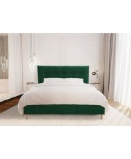LONY adult bed - Sleeping 160 x 200 cm - Green matte velvet fabric - Wooden structure - Without box spring - 167 x 112 x 210 cm