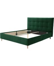 Lit adulte LONY - Couchage 160 x 200 cm - Tissu velours mat Vert - Structure bois - Sans sommier - 167 x 112 x 210 cm