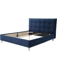 LONY adult bed - Sleeping 160 x 200 cm - Navy matte velvet fabric - Wooden structure - Without box spring - 167 x 112 x 210 cm