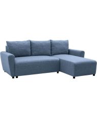 Canapé d'angle convertible 3-4 places STEWART - Tissu bleu - 224 x 85 x 155 cm