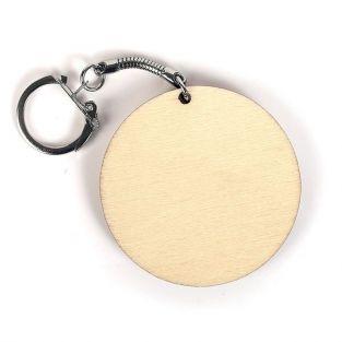 10 round wooden key chain Ø 5.5 cm