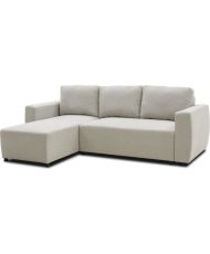 Canapé d'angle convertible réversible 3 à 4 places - PHARELL - Tissu beige - Coffre de rangement - 224 x 155 x 85 cm