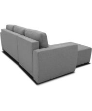 Canapé d'angle convertible réversible 3 à 4 places - PHARELL - Tissu anthracite - Coffre de rangement - 224 x 155 x 85 cm
