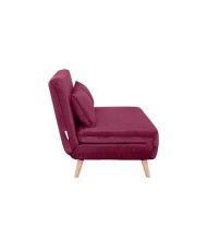 Banquette BZ 2 places - Style scandinave - Velours rose foncé - 130 x 90 x 81 cm - DEPLO