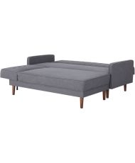 Canapé d'angle convertible 3 places réversible - Tissu gris foncé - Pieds en bois - 286 x 169 x 80 cm - IMANIA
