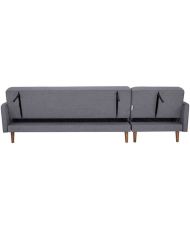 Canapé d'angle convertible 3 places réversible - Tissu gris foncé - Pieds en bois - 286 x 169 x 80 cm - IMANIA
