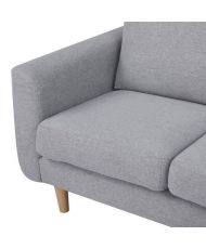 Reversible corner sofa - Light gray fabric with natural wood base - 197 x 137 x 83 cm - NOLAN