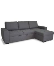 Canapé d'angle convertible réversible CATHY 3 places - Tissu Gris - 242 x 155 x 85 cm