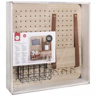 Pin & Peg customizable wood wall organizer 40 x 40 cm