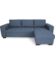 Canapé d'angle fixe réversible 4 places - Tissu Bleu - 245 x 150 x 86 cm