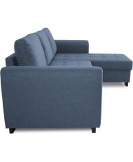 Canapé d'angle fixe réversible 4 places - Tissu Bleu - 245 x 150 x 86 cm