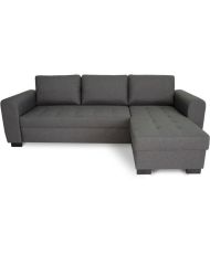 Canapé d'angle fixe réversible 4 places - Tissu Anthracite - 245 x 150 x 86 cm 