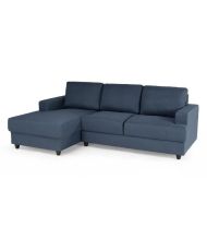 PAUL Canapé d'angle gauche 4 places - Tissu bleu - 215 x 140 cm