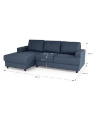 PAUL Canapé d'angle gauche 4 places - Tissu bleu - 215 x 140 cm