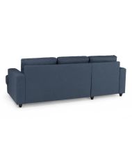 PAUL Canapé d'angle gauche 4 places - Tissu bleu - 215 x 140 cm