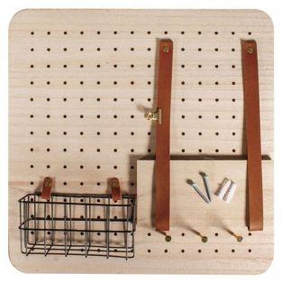 Pin & Peg customizable wood wall organizer 40 x 40 cm