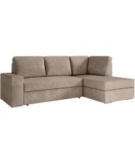 Divano ad angolo destro trasformabile a 4 posti ARTEMIS - Velluto a coste greige - 246 x 174 x 96 cm