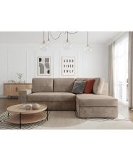 ARTEMIS 4-seater convertible right corner sofa - Greige corduroy - 246 x 174 x 96 cm