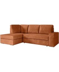 Divano ad angolo sinistro trasformabile a 4 posti ARTEMIS - Velluto a coste terracotta - 246 x 174 x 96 cm