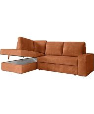 Divano ad angolo sinistro trasformabile a 4 posti ARTEMIS - Velluto a coste terracotta - 246 x 174 x 96 cm