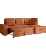ARTEMIS 4-seater convertible right corner sofa - Terracotta corduroy - 246 x 174 x 96 cm
