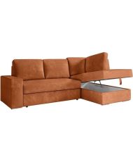 ARTEMIS 4-seater convertible right corner sofa - Terracotta corduroy - 246 x 174 x 96 cm