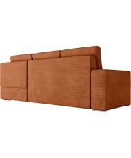 Divano ad angolo destro trasformabile a 4 posti ARTEMIS - Velluto a coste terracotta - 246 x 174 x 96 cm